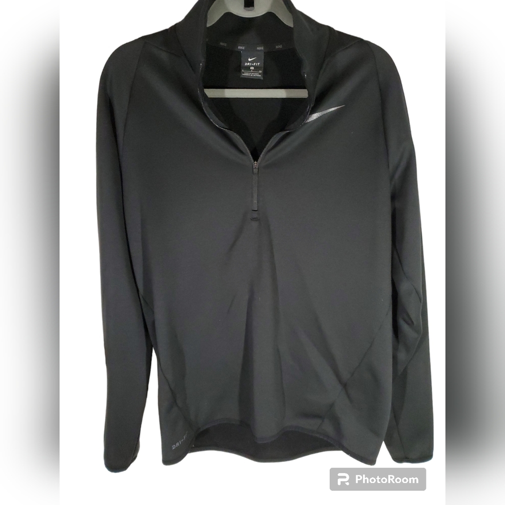 Mens Nike Dri Fit‎ long sleeve 1/4 zip shirt black size S